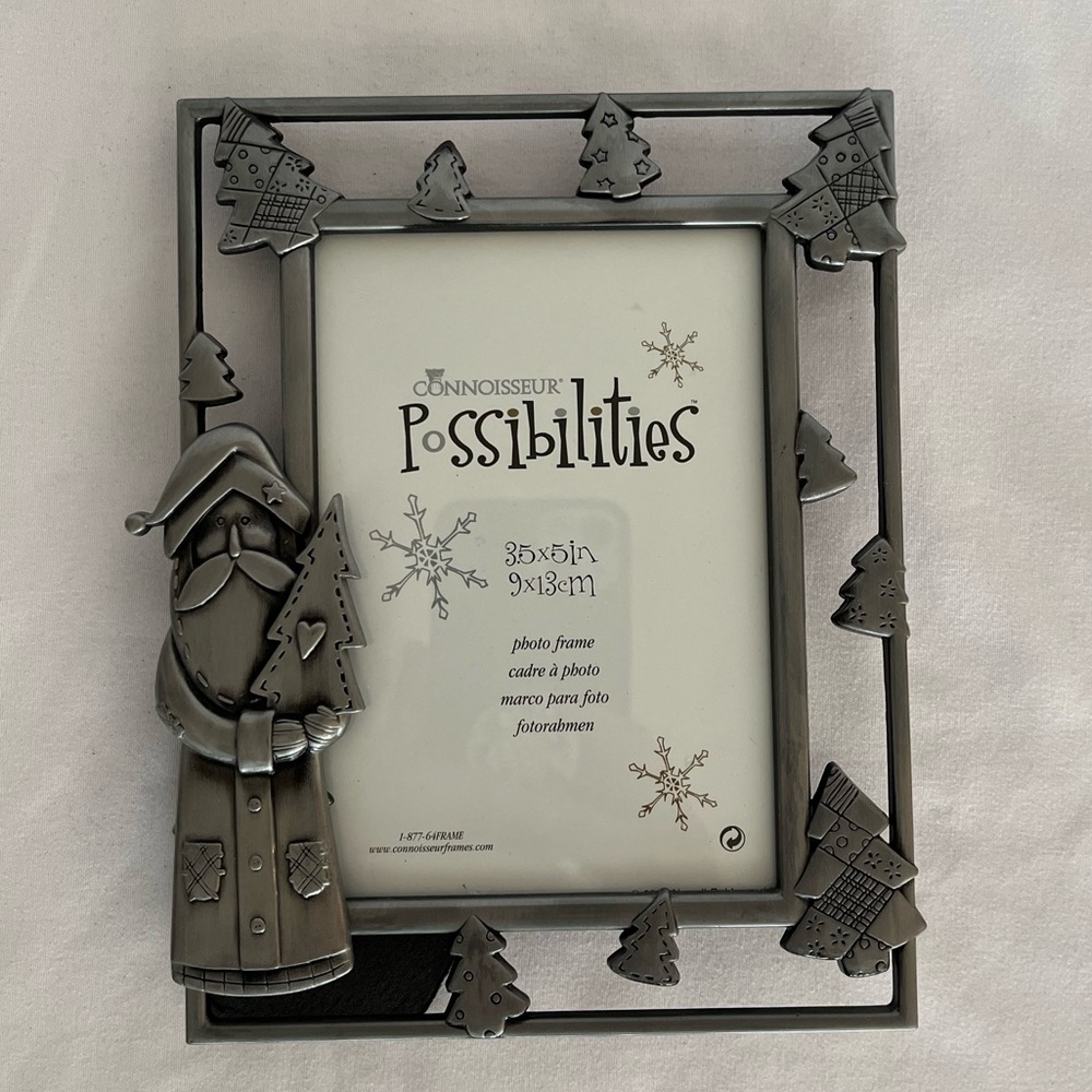 Connoisseur Possibilies 3.5x5 pewter Christmas Santa picture frame Tabletop.